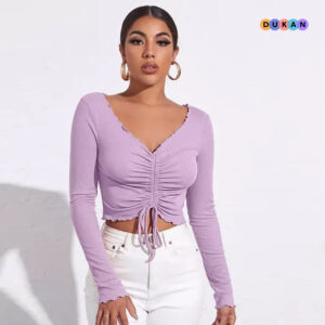 V-neck Comfy Soft Full-sleeves Women's Crop Top | Kolkata Dekho