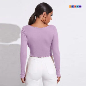 V-neck Comfy Soft Full-sleeves Women's Crop Top | Kolkata Dekho