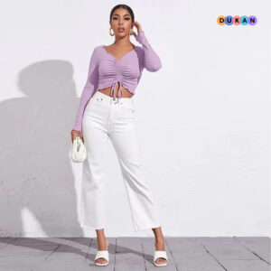 V-neck Comfy Soft Full-sleeves Women's Crop Top | Kolkata Dekho